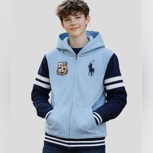 Polo Ralph Lauren Big Pony French Terry Hoodie NEW Youth Size XL 18 - 20 Blue